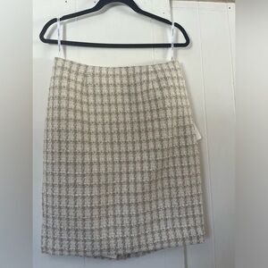 Vintage Style Calvin Klein Cream and Tan Checkered Pencil Skirt
